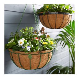 Akasztható fém kosár - virágcserépek rögzítéséhez - 25 cm - zöld