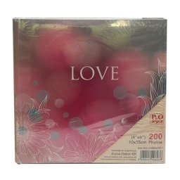 LOVE fotóalbum - 200 db 10x15 cm-es képhez - rózsaszín