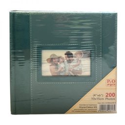 Műbőr bedugós fotóalbum - 200 db 10x15 cm-es képhez - zöldeskék