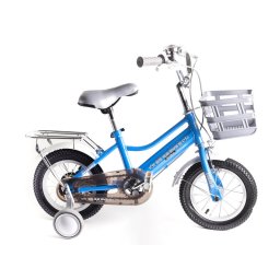 BMX 12 kerékpár pótkerékkel, kosárral kék színű