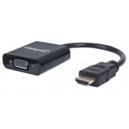 MANHATTAN HDMI-VGA átalakító (HDMI Male to VGA Female, fekete, Polybag)