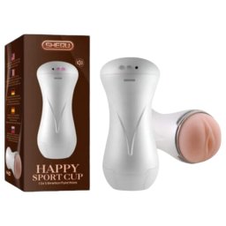 Lonely Happy - akkus, hangot adó rezgő műpunci maszturbátor (fehér-natúr)