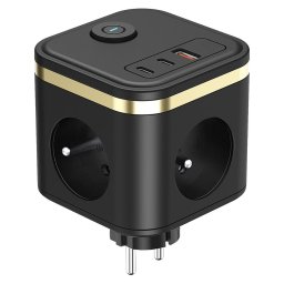 VIKING Y33 hálózati adapter, fekete/kimenet: 3xAC, 1xUSB-A, 2xUSB-C/Bekapcsoló/kikapcsoló gomb