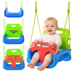 Kruzzel 3in1 gyerekhinta, 30 kg-ig, köteles, kék-zöld-piros
