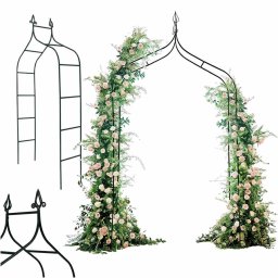 Luaro kerti pergola fém boltív kúszónövényekhez, rózsákhoz, 265 cm magas, 140 cm széles