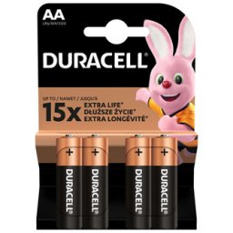 Duracell eldobható alkalikus elem AA, 4 darabos kiszerelésben
