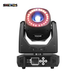 SHEHDS LED 100W 6-Prism Gobo Moving Head Light With LED Ring & LCD Display