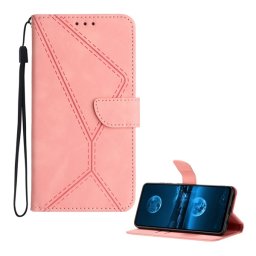 Tok álló, bőr hatású (FLIP, oldalra nyíló, asztali tartó, bankkártya tartó, varrás minta + kézpánt) RÓZSASZÍN T Phone 3 5G