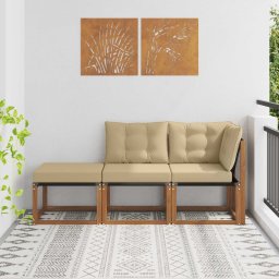 vidaXL Kültéri moduláris kanapé egységek 3 Darab Természetes és bézs