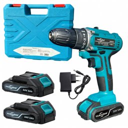 Akkus fúrócsavarozó, 2 db akksival, 24 V, 3000 mAh, 10 mm-es gyorskioldó tokmány