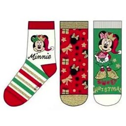 Mickey, Minnie Karácsony gyerek bokazokni 3 pár/csomag 23-34 Nr3