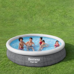 Bestway BELVEDERE Rattan Hatású Felfújható Peremű Puhafalú medence szett 366 cm x76 cm
