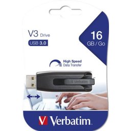 VERBATIM Pendrive, 16GB, USB 3.2, 60/12 MB/s, VERBATIM "V3", fekete-szürke