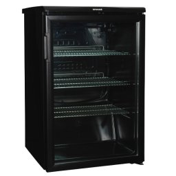 AKCIÓ Snaigé CD14SM-S3JJ üvegajtós fekete hűtőszekrény, 130 l, 85x56x60cm, Hőmérséklettartomány: -2...+14 °C, Acél külső, Automata leolvasztás, LED