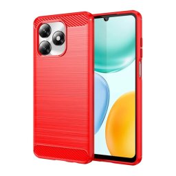 Szilikon telefonvédő (ütésállóság, légpárnás sarok, szálcsiszolt, karbon minta) PIROS Honor X5c Plus