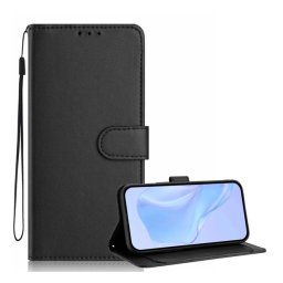 Tok álló, bőr hatású (FLIP, oldalra nyíló, asztali tartó, bankkártya tartó, mágnescsat, kézpánt) FEKETE Xiaomi Redmi A5 4G
