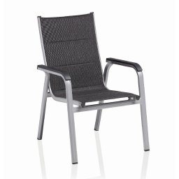 KETTLER BASIC PLUS PADDED alumínium rakásolható, párnázott kerti szék - ezüst / antracit