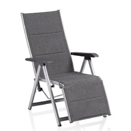 KETTLER BASIC PLUS PADDED relaxációs, dönthető alumínium kerti szék - ezüst / antracit