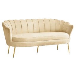 Luxus kanapé, 3 személyes, bézs Velvet szövet/arany, Art-deco, NOBLEO TYP 2