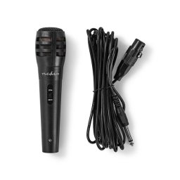 Nedis MPWD15BK dinamikus mikrofon, 5m levehető kábel, 80Hz-12kHz, 600 Omh, 75dB, utazó tok, integrált kapcsoló