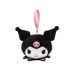 Hello Kitty Kuromi Head 3D plüss figura akasztóval, táskadísz 11 cm