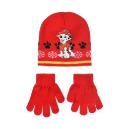 Mancs Őrjárat Marshall Red gyerek sapka + kesztyű szett 54 cm