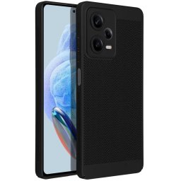 Apple iPhone 16e / 17e, Műanyag hátlap védőtok, légáteresztő, lyukacsos minta, Breezy, fekete