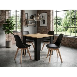 Étkező garnitúra 1 + 4, MADO ARTISAN asztal 80x80 + BALI MARK szék fekete