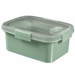 CURVER Ételtartó, szósztartóval, evőeszközzel, szögletes, műanyag, 1,2 l, CURVER "Smart Eco", világoszöld