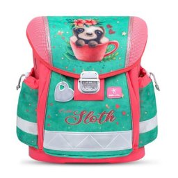BELMIL Iskolatáska, fémcsat, BELMIL "Classy Cute sloth", zöld-rózsaszín, lajhár