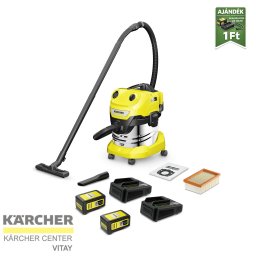 KÄRCHER WD 4-18 S Dual Battery Set V-20/22 akkumulátoros többfunkciós porszívó