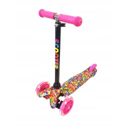 MINI SCOOTER háromkerekű robogó világító kerekekkel, BONBON