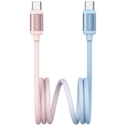Kábel USAMS Bicolor Series SJ756 PD 60W USB-C/USB-C 1.2m kék és rózsaszín kábel USAMS Bicolor Series SJ756 PD 60W USB-C/USB-C 1.2m kék és rózsaszín