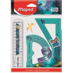 MAPED Vonalzókészlet, műanyag, törhetetlen, 3 darabos, MAPED ,,Dragon sárkány"