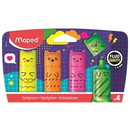MAPED Szövegkiemelő készlet, 1-5 mm, MAPED ,,Fluo Peps Mini Kawaii", 4 különböző szín