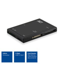 Külső kártyaolvasó USB 3.2 Gen1 fekete ACT (AC6370)
