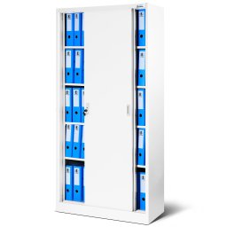 KUBA 773 Fém iratszekrény polcokkal tolóajtókkal 900x1850x400, modell fehér