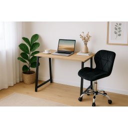 Dolgozószobai szett – összecsukható íróasztal ZARIMO 80×40 cm sonoma tölgy + irodai szék AVOLA VELVET fekete