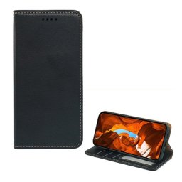 Tok álló, bőr hatású (FLIP, oldalra nyíló, asztali tartó, RFID, prémium) FEKETE T Phone 3 5G