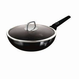 Berlinger Haus Wok serpenyő fedővel 28 cm tapadásmentes bevonattal Black Vantage Collection BH/8218