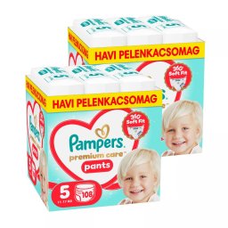 INGYENES SZÁLLÍTÁS - Pampers Premium Care Pants bugyipelenka 5, 11-17 kg, HAVI PELENKACSOMAG 216 db