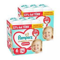 INGYENES SZÁLLÍTÁS - Pampers Premium Care Pants bugyipelenka 6, 13-19 kg, HAVI PELENKACSOMAG 192 db