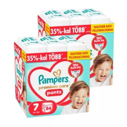 INGYENES SZÁLLÍTÁS - Pampers Premium Care Pants bugyipelenka 7, 15+ kg HAVI PELENKACSOMAG 168 db