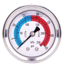 Glicerines inox nyomásmérő óra axiális alsó csatlakozással 40PSI