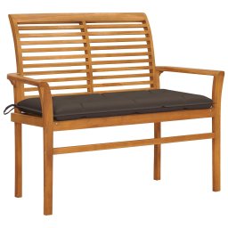 vidaXL tömör tíkfa kerti pad tópszínű párnával 112 cm