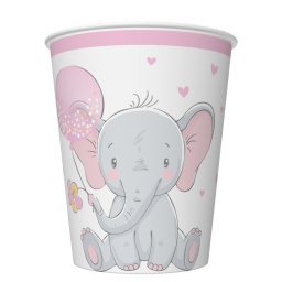 Baby elefánt Pink Balloon papír pohár 8 db-os 250 ml