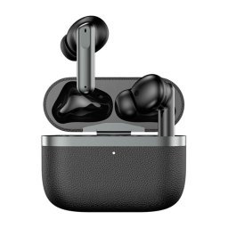 DEVIA ULTRA1 bluetooth fülhallgató SZTEREO (v5.4, TWS, mikrofon, aktív zajszűrő, bőr hatás + töltőtok) FEKETE