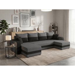 Ágyazható U alakú kanapé VALERIO 305x140 cm, sötétszürke/antracit színű Sawana 05 + Sawana 14