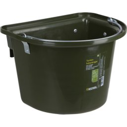 Kerbl lapos hátú abrakosvödör fém hordfogantyúval és a hátán fém akasztóval (12 literes | 1.73 kg | Sötétzöld)