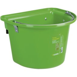 Kerbl lapos hátú abrakosvödör fém hordfogantyúval és a hátán fém akasztóval (12 literes | 1.73 kg | Világoszöld)